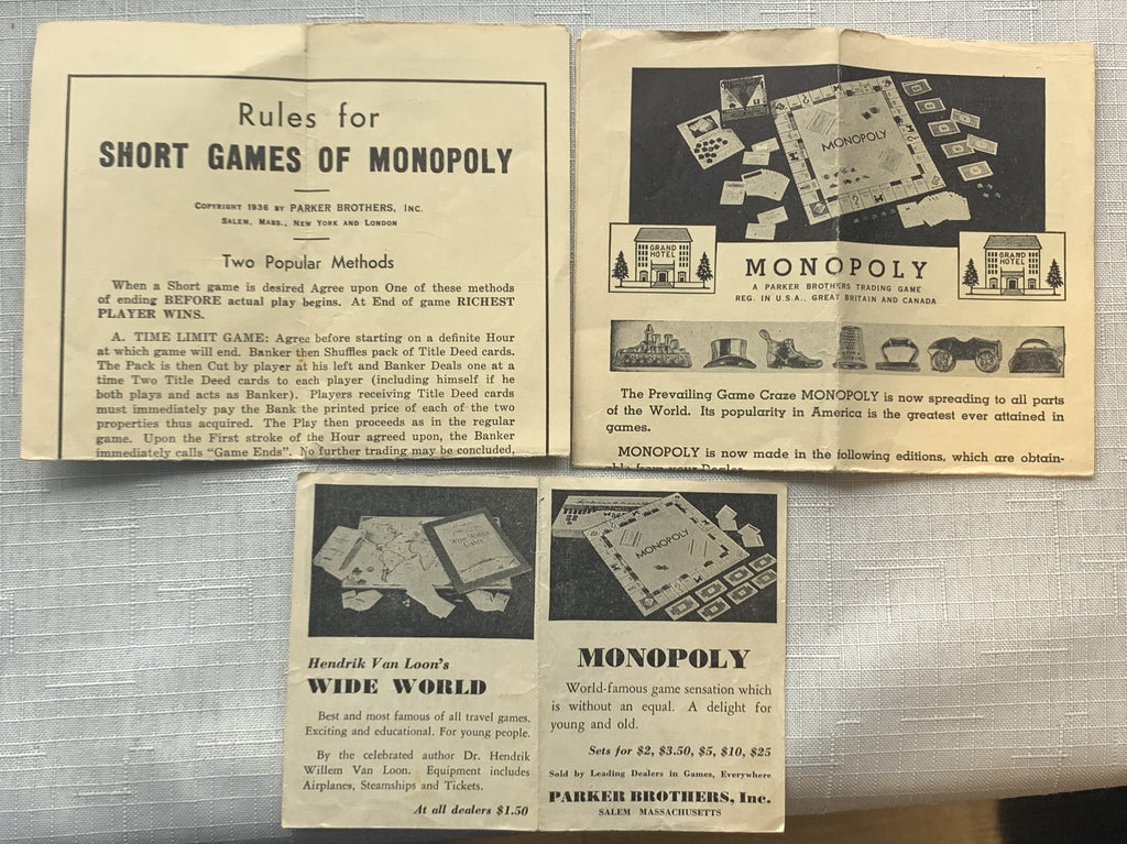 Jeu ancien Monopoly 1936 - Collection Jeu ancien Monopoly 1936 - Collection
