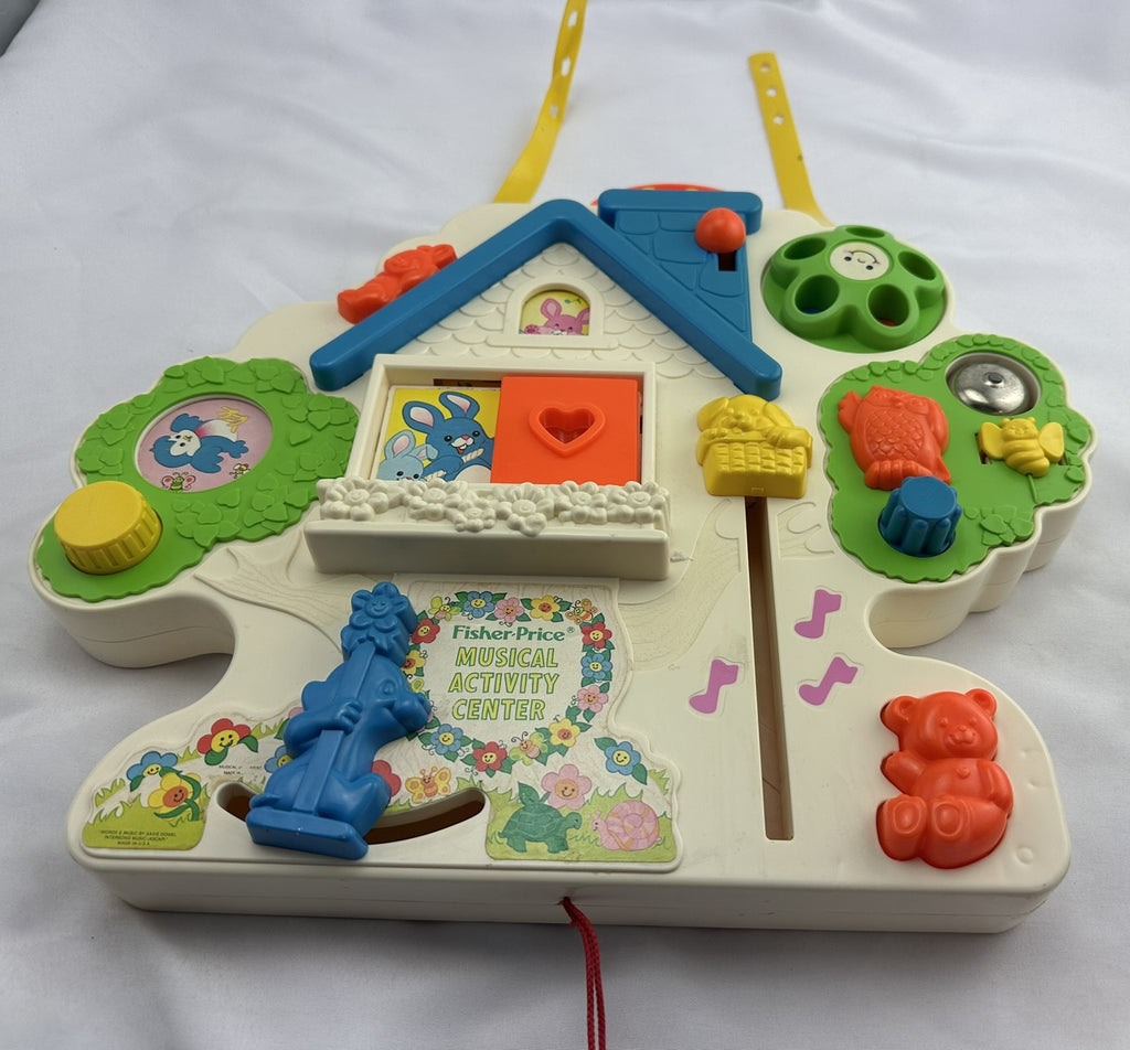 Crib Busy Box Musical Activity Center with Straps - 1985 - Fisher Price