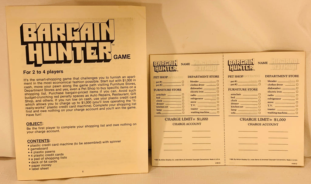 Bargain Hunter Game 1981 Milton Bradley Great Condition Mandi's