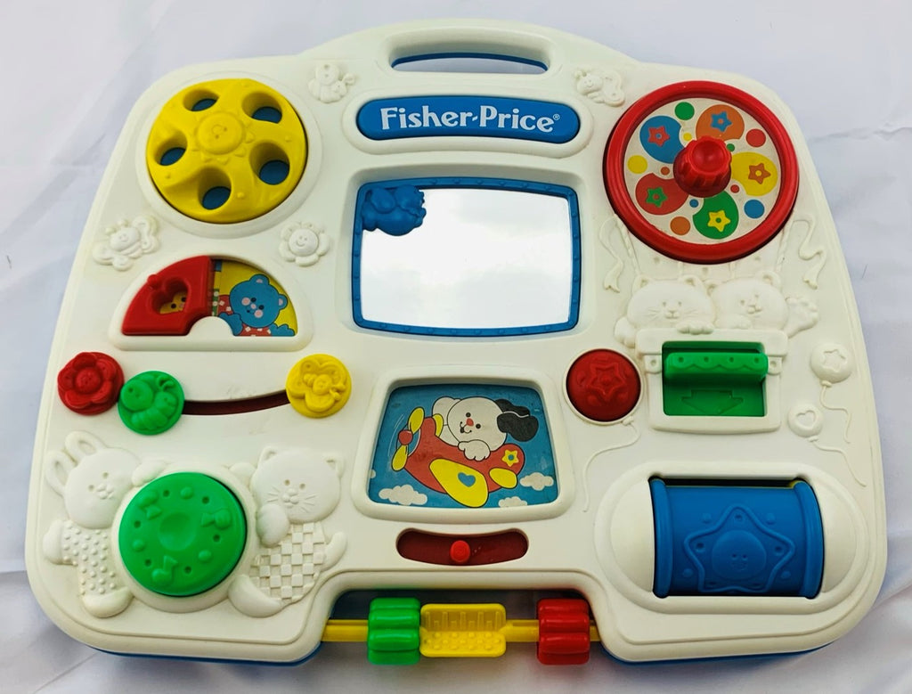 Crib Busy Box Activity Center with Straps - 1993 - Fisher Price