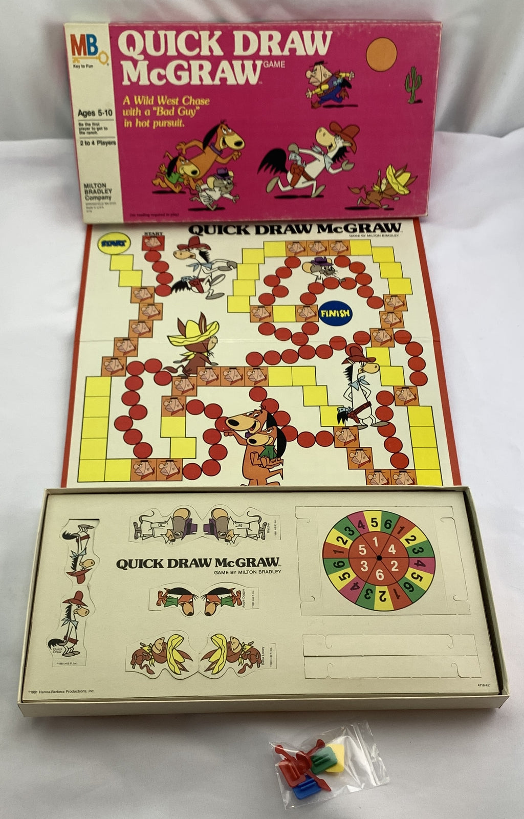 Quick Draw McGraw Board Game - 1981 - Milton Bradley - New Old Stock Unpunched
