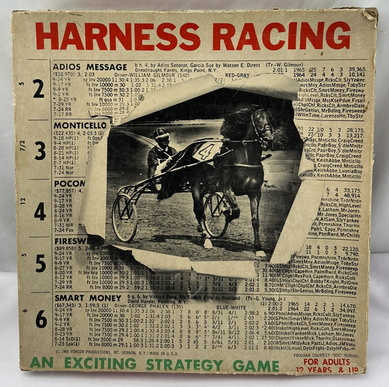 Home Stretch Harness Racing Game Horse Racing Game - 1967 - ES Lowe ...