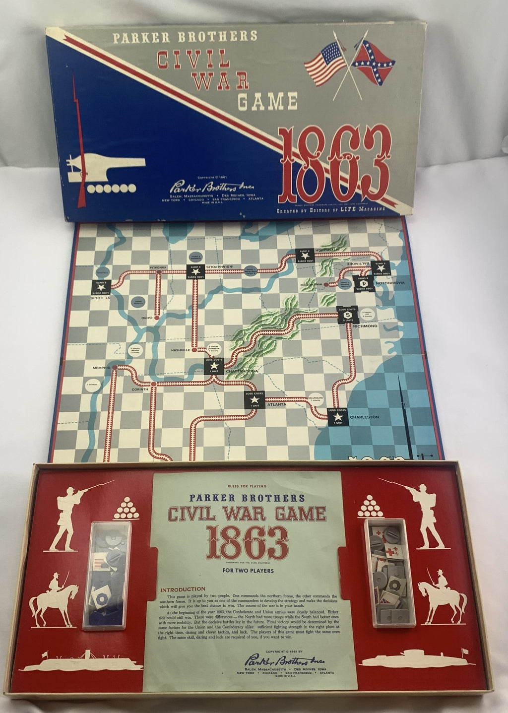 Civil War Game 1863 - 1961 - Parker Brothers - Great Condition