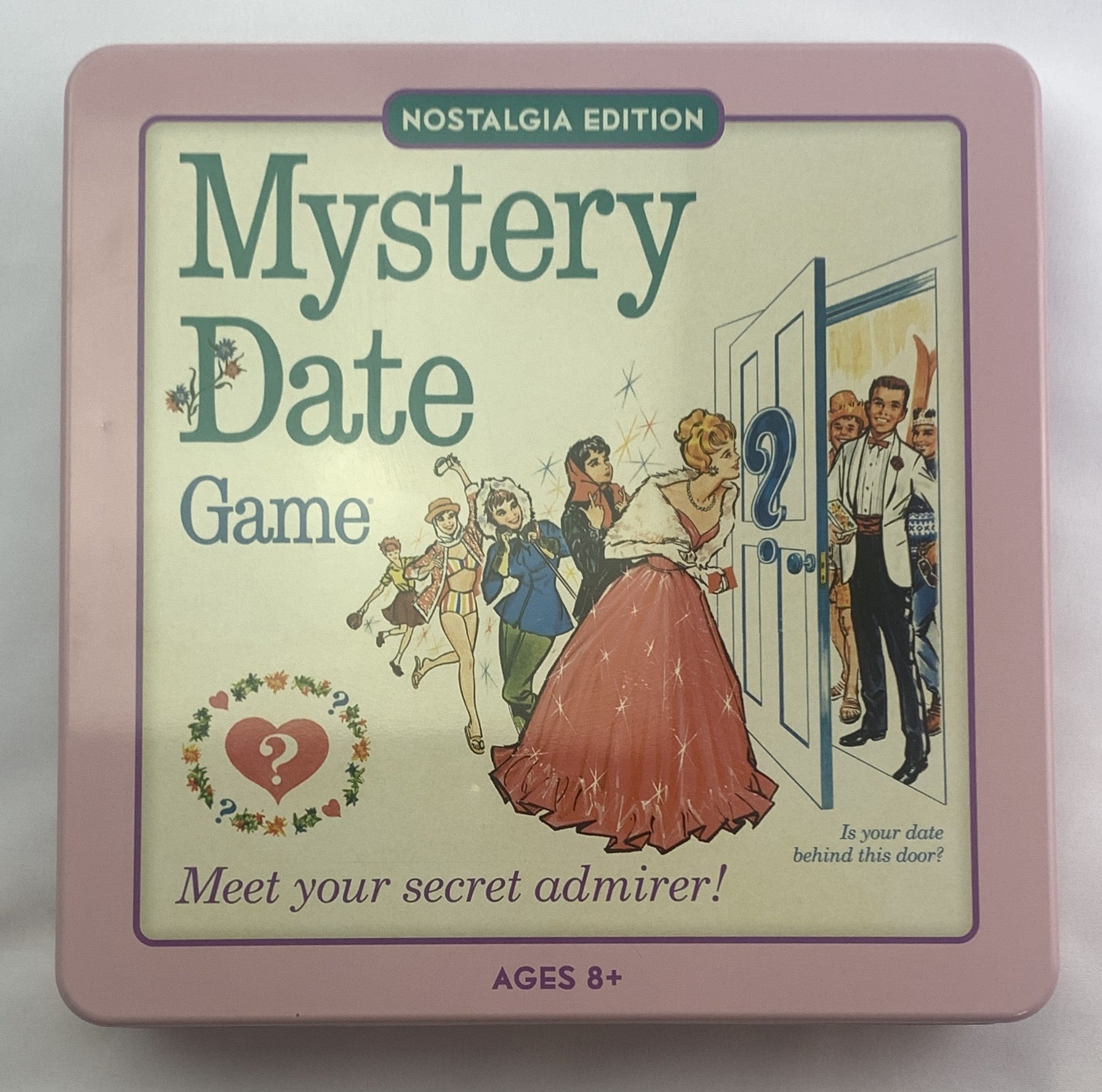 Jeu de société Mystery Date édition Nostalgie étain rose 1965 style Jeu de société Mystery Date édition Nostalgie étain rose 1965 style
