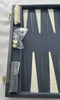 Deluxe Suede Backgammon Set 15" x 10" Gray/White - Complete - Great Condition