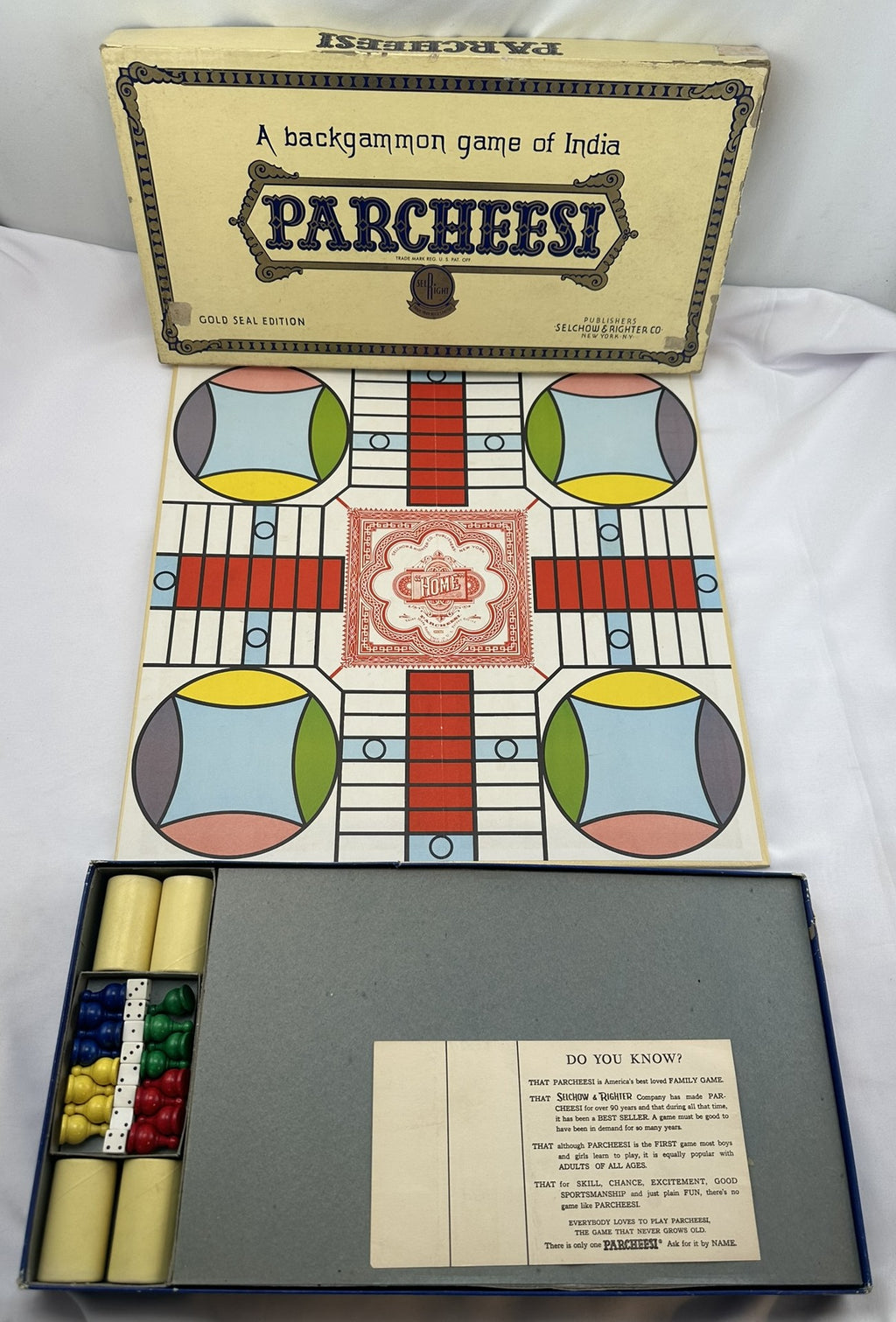 Parcheesi Game Gold Edition - 1959 - Selchow & Righter - Good Condition