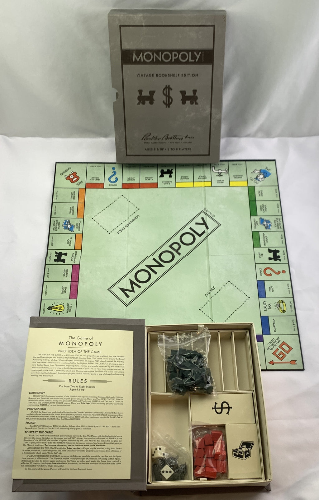 Monopoly Board Game Vintage Edition Linen Box - 2015 - Winning Solutions - Never Played