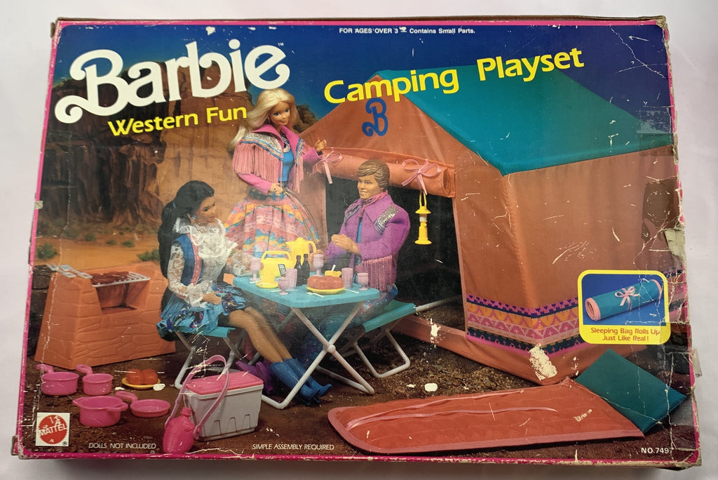 barbie with tent Barbie Western Fun Camping Playset Some Pieces Sealed - 1990 - Very Go