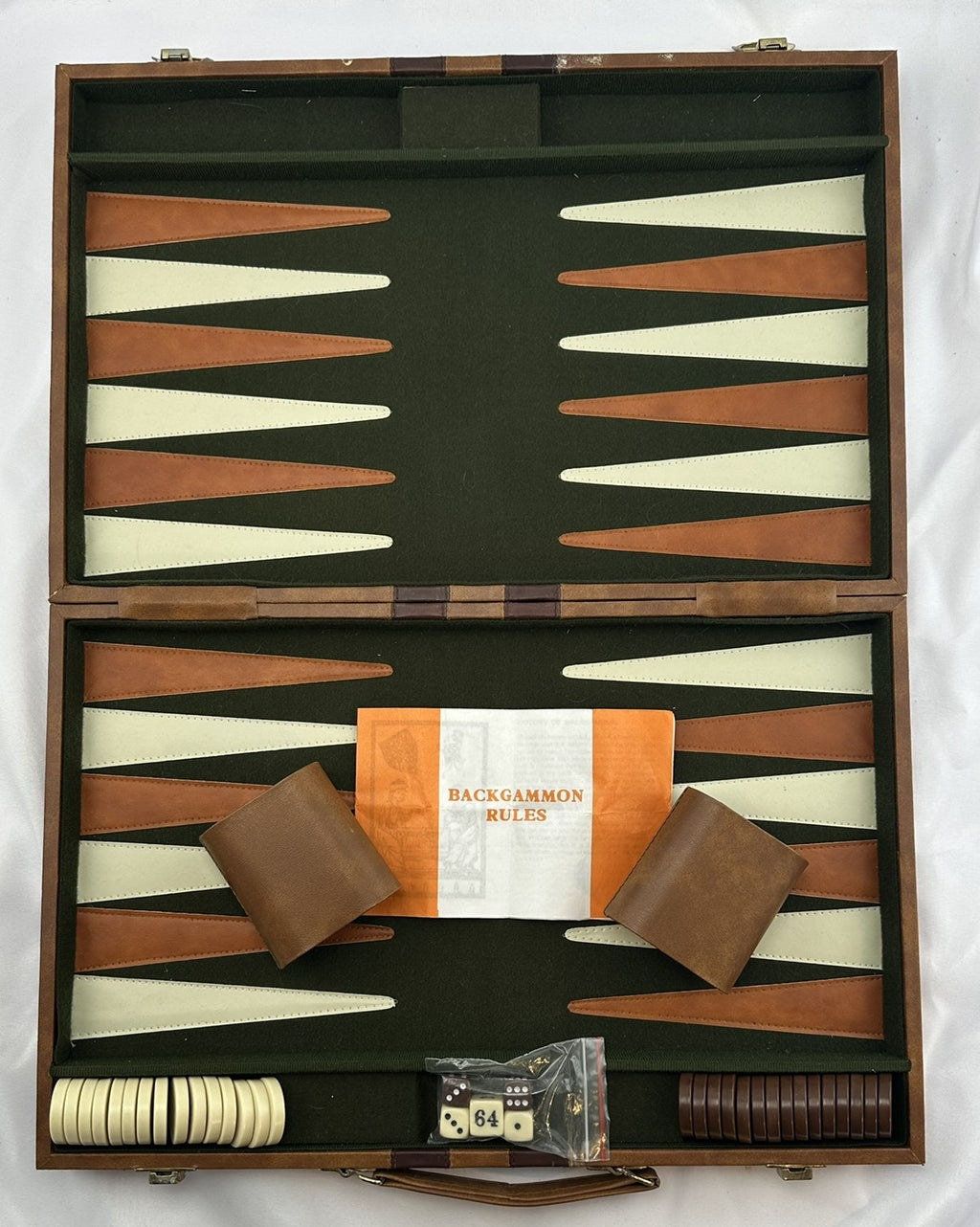 17 3/4" x 11 1/2" Backgammon Game - Complete - Great Condition
