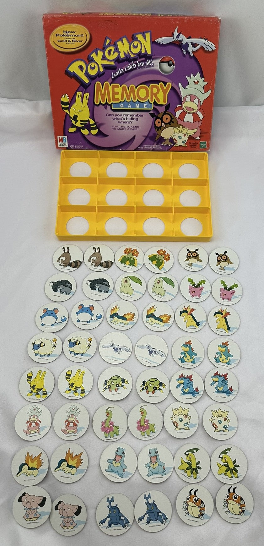 Pokemon Gold & Silver Memory Game - 2000 - Milton Bradley - Great Condition