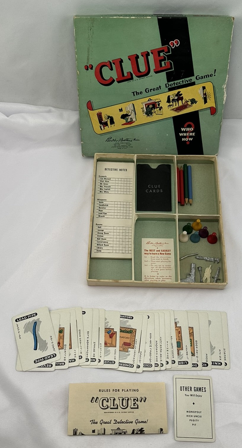 Clue Game - 1949 - Parker Brothers - Good Condition