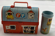 1962 Fisher Price Barn Lunch Box with Silo Thermos No Lid - 1962 - Good Condition