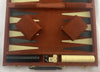 Reiss Backgammon Game 15 1/2" x 10" Red Courduroy - Complete - Great Condition