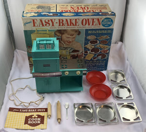 EASY BAKE OVEN Kenner's Original Vintage 1964 Yellow Works 2 Pans