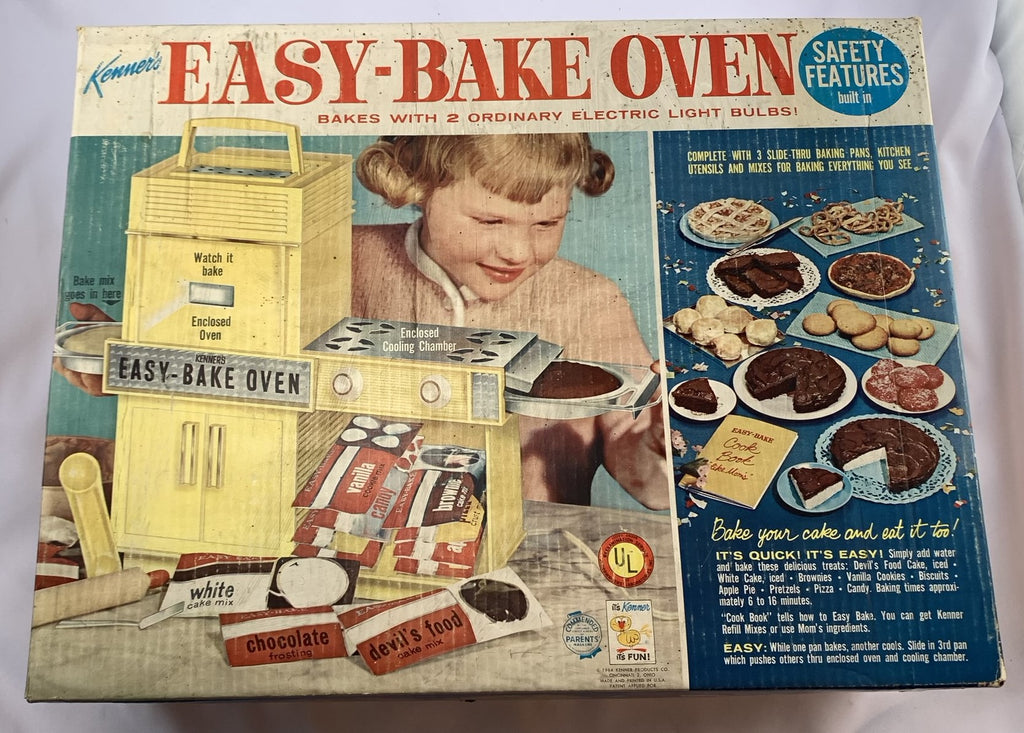 EASY BAKE OVEN Kenner's Original Vintage 1964 Yellow Works 2 Pans