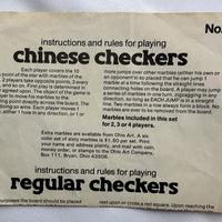 2 in 1 Chinese Checkers and Checkers - Ohio Art - Great Condition