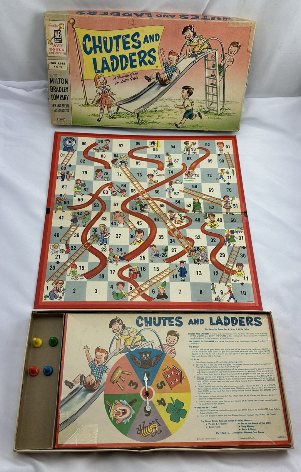 Chutes and Ladders Game - 1960 - Milton Bradley - Good Condition