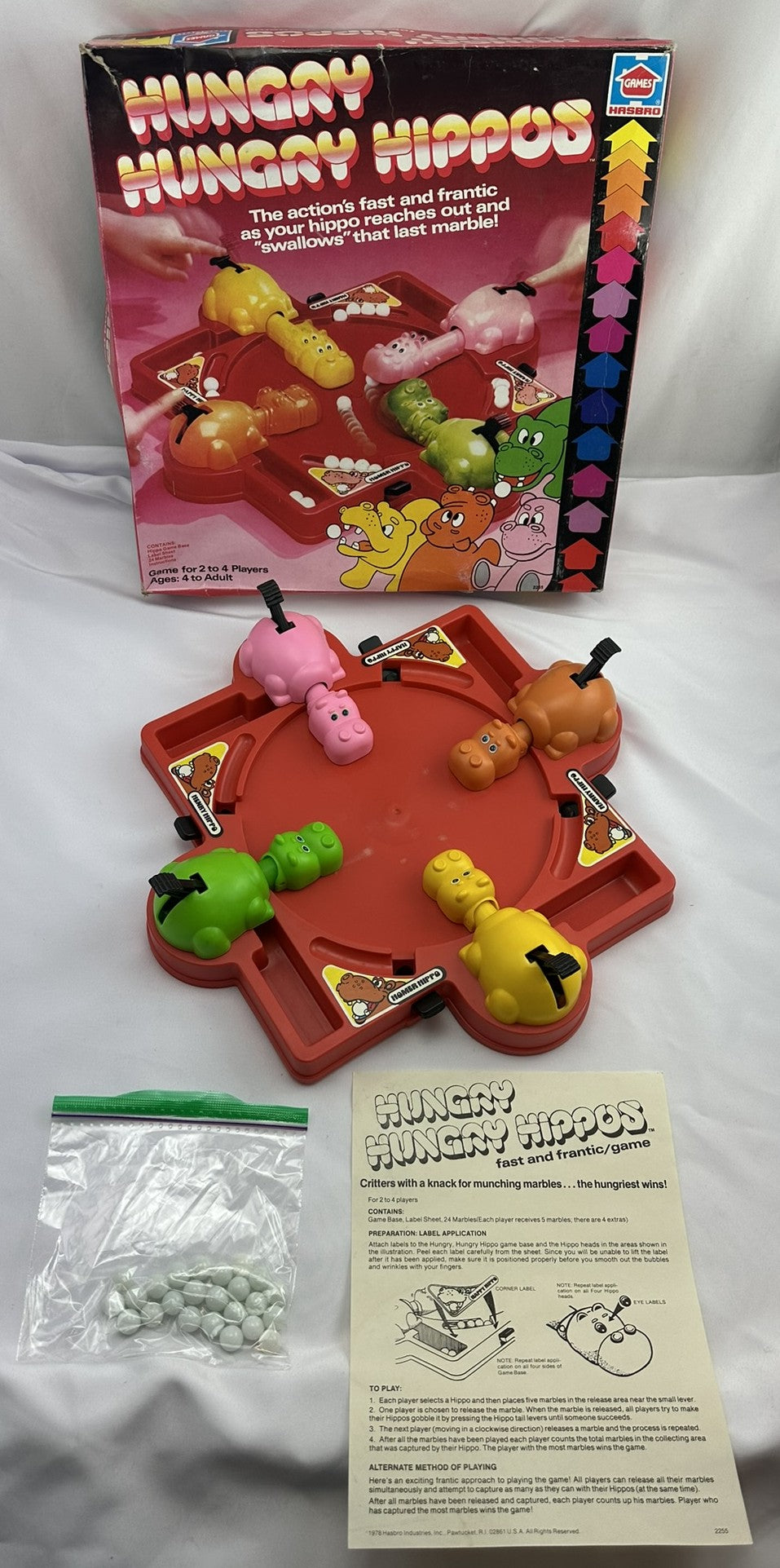 Hungry Hungry Hippos Game - 1978 - Hasbro Games - Very Good Condition