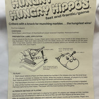 Hungry Hungry Hippos Game - 1978 - Hasbro Games - Very Good Condition