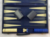 Backgammon Game 18"x11" Blue Felt - Complete - Great Condition