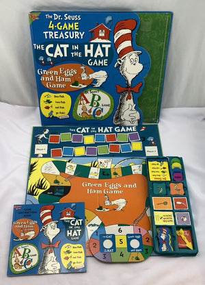 Dr. Seuss 4 Game Treasury Cat in the Hat, Green Eggs and Ham, One Fish, ABC's - 1996 - University Games - Great Condition