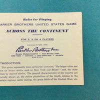 Across the Continent Board Game - 1960 - Parker Brothers - Great Condition