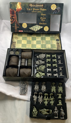 Pirates of the Caribbean Dead Man's Chest 3 in 1 Checkers, Chess, Dice Games - 2006 - Disney - Good Condition