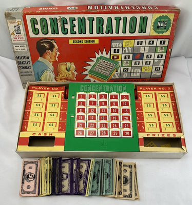 Concentration Game 2nd Edition - 1960 - Milton Bradley - Good Condition