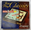Monopoly Game Scrabble Game Twin Play Classics Wood Board - 2000 - Hasbro - New