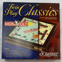 Monopoly Game Scrabble Game Twin Play Classics Wood Board - 2000 - Hasbro - New