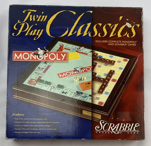 Monopoly Game Scrabble Game Twin Play Classics Wood Board - 2000 - Hasbro - New