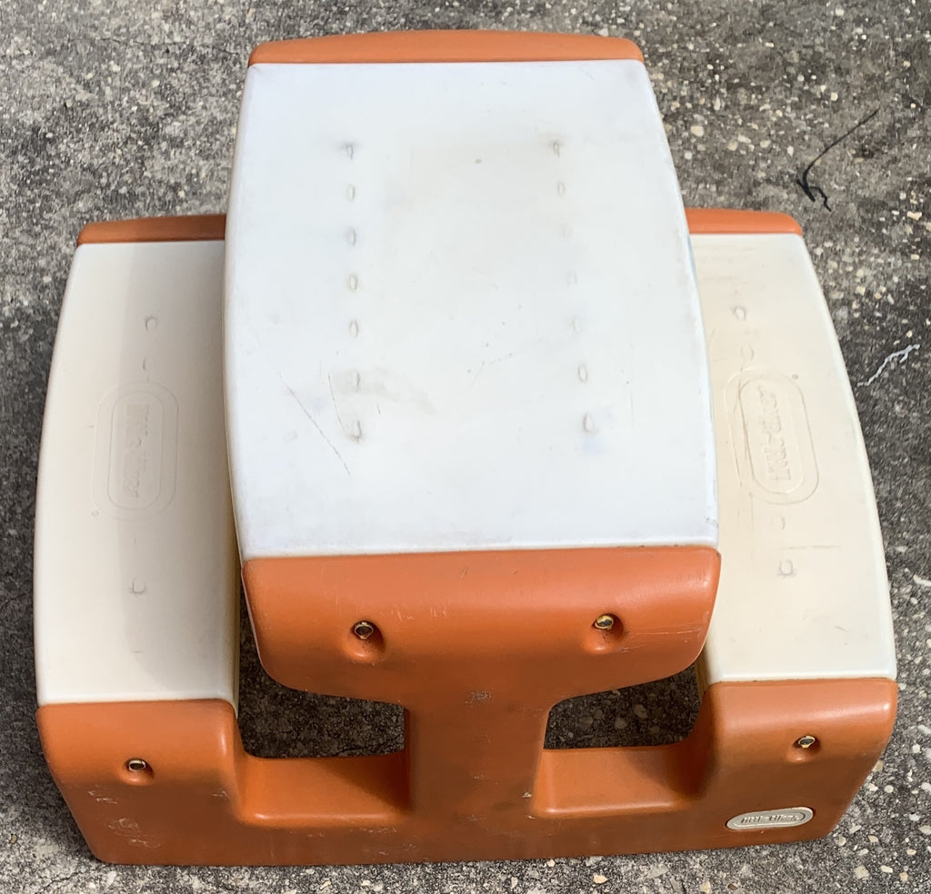 Vintage Little Tikes Child Size Full Size Orange Table Bench Seats