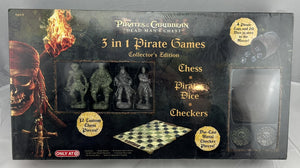 Pirates of the Caribbean Dead Man's Chest 3 in 1 Checkers, Chess, Dice Games - 2006 - Disney - New/Sealed