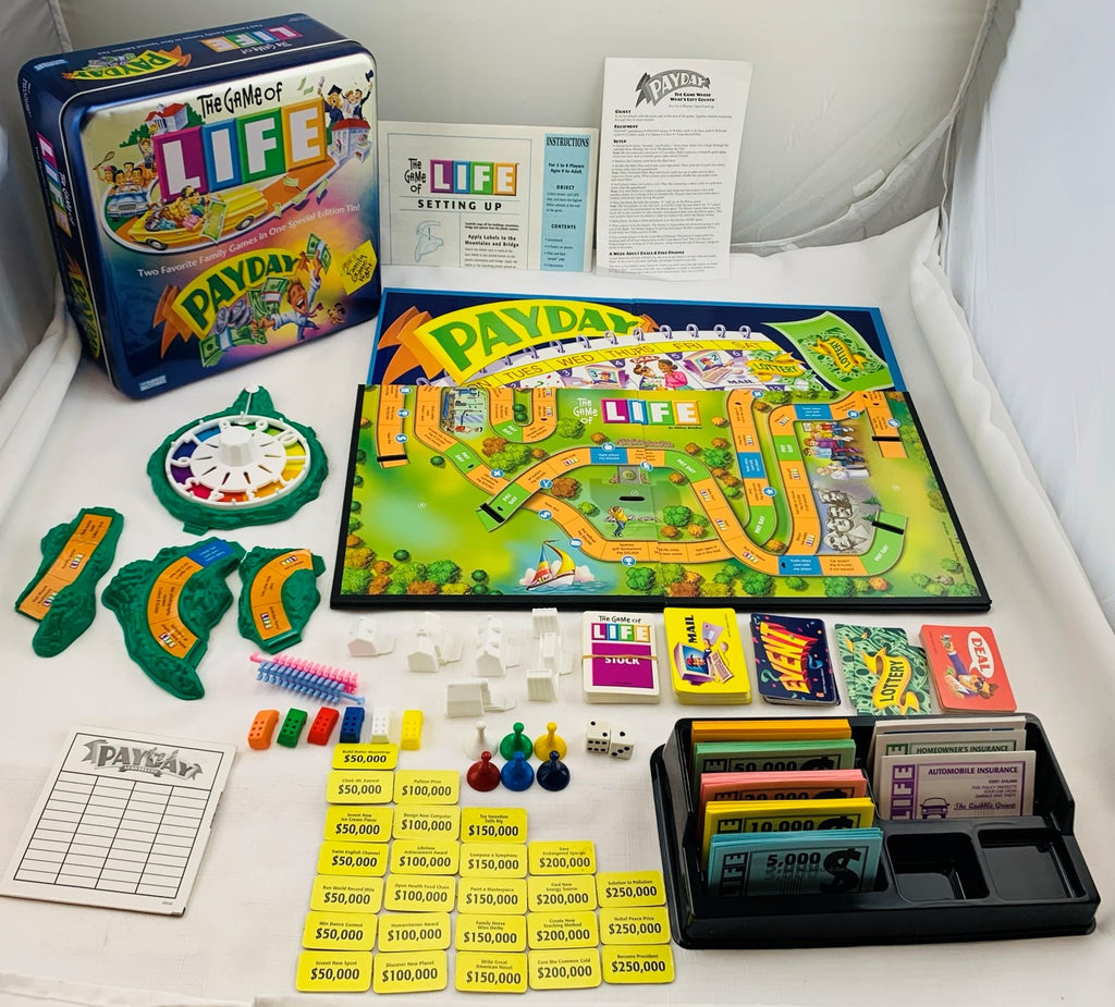Game of Life & Payday Games in Tin - 2002 - Milton Bradley - Great Condition