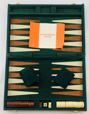 Green Colored Backgammon Game 15" x 10" - Complete - Great Condition