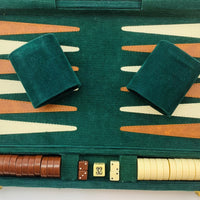 Green Colored Backgammon Game 15" x 10" - Complete - Great Condition