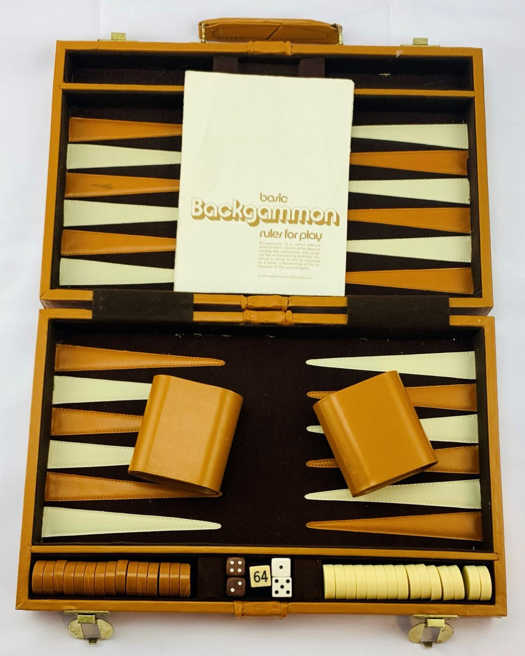 Tan Backgammon Game 15.5" x 10" - Complete - Great Condition