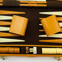 Tan Backgammon Game 15.5" x 10" - Complete - Great Condition