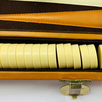 Tan Backgammon Game 15.5" x 10" - Complete - Great Condition