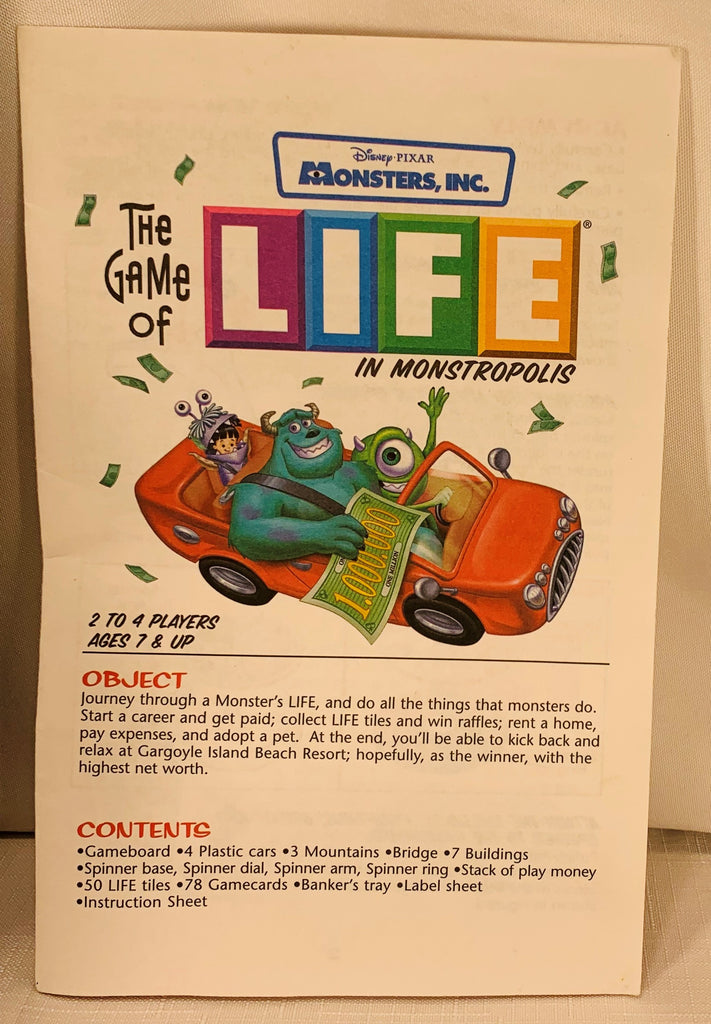 monsters inc life game Monsters Inc. Game of Life - 2001 - Milton Bradley - Great Condition
