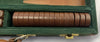 Backgammon Game 15 1/2" x 10" Green Courduroy - Complete - Great Condition