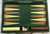 Backgammon Game 15 1/2" x 10" Green Courduroy - Complete - Great Condition