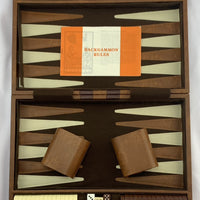 Backgammon Game 15" x 10" Brown Case - Complete - Great Condition