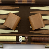 Backgammon Game 15" x 10" Brown Case - Complete - Great Condition