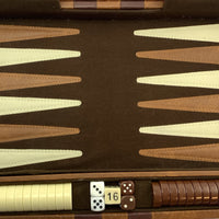 Backgammon Game 15" x 10" Brown Case - Complete - Great Condition