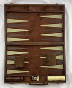 Backgammon Game 17 1/2" x 11 1/2" Brown Case - Complete - Great Condition