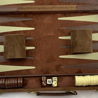 Backgammon Game 17 1/2" x 11 1/2" Brown Case - Complete - Great Condition