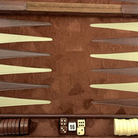 Backgammon Game 17 1/2" x 11 1/2" Brown Case - Complete - Great Condition