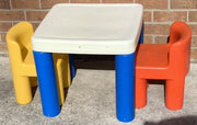 Little Tikes Child Size Activity Table with 2 Chunky Chairs - Great Condition
