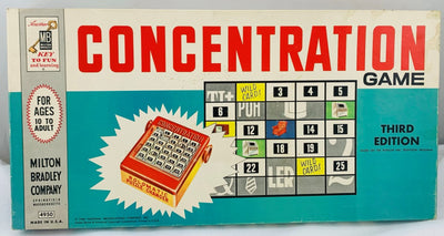 Concentration Game 3rd Edition - 1960 - Milton Bradley - Great Condition